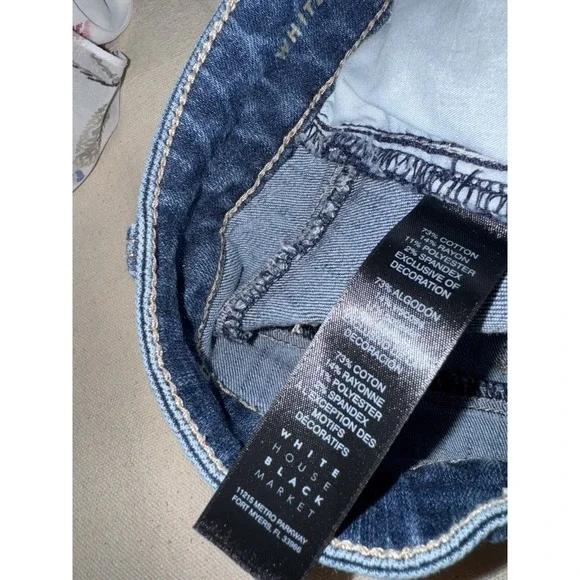 White House Black Market Outfit Jeans 6 Floral Embroidered Tank Top M Shirt - Picture 12 of 12